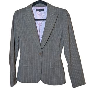 Antonio Melani gray business blazer pinstriped suit jacket